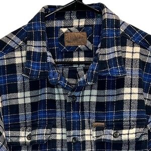 Orvis Flannel Shirt Shacket Heavyweight Men's XL‎ Blue Plaid 4 Pockets Outdoors